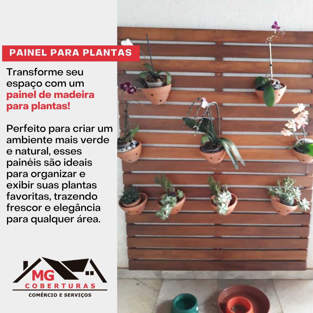Painel de madeira para plantas - MG Coberturas