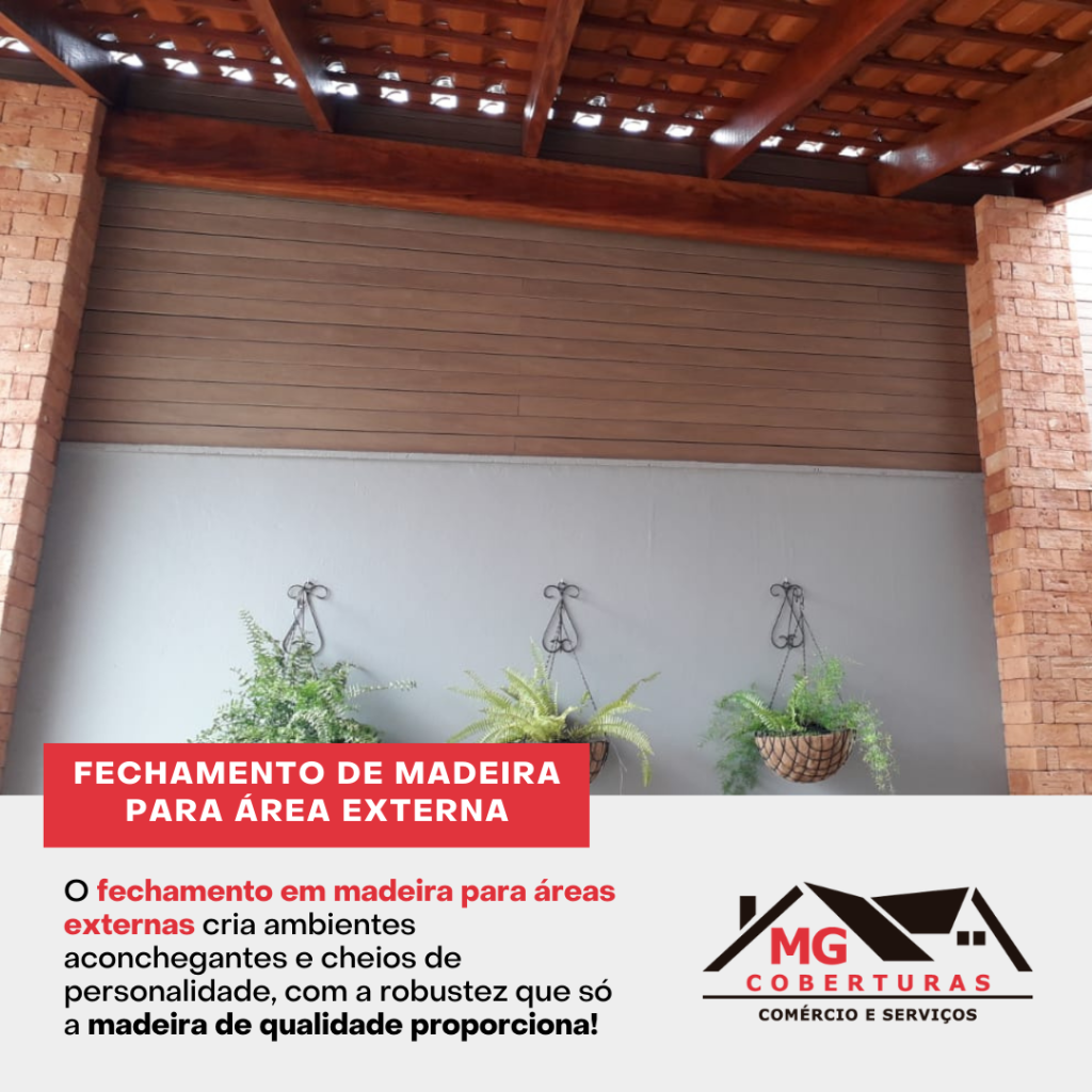 Fechamento de madeira para área externa. O fechamento em madeira para áreas externas cria ambientes aconchegantes e cheios de personalidade