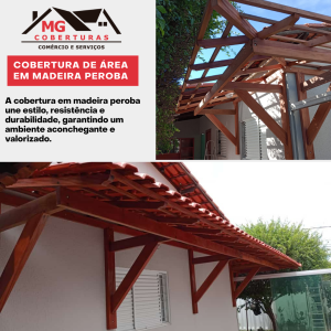 Cobertura de área madeira peroba A cobertura em madeira peroba une estilo, resistência e durabilidade, garantindo um ambiente aconchegante e valorizado.